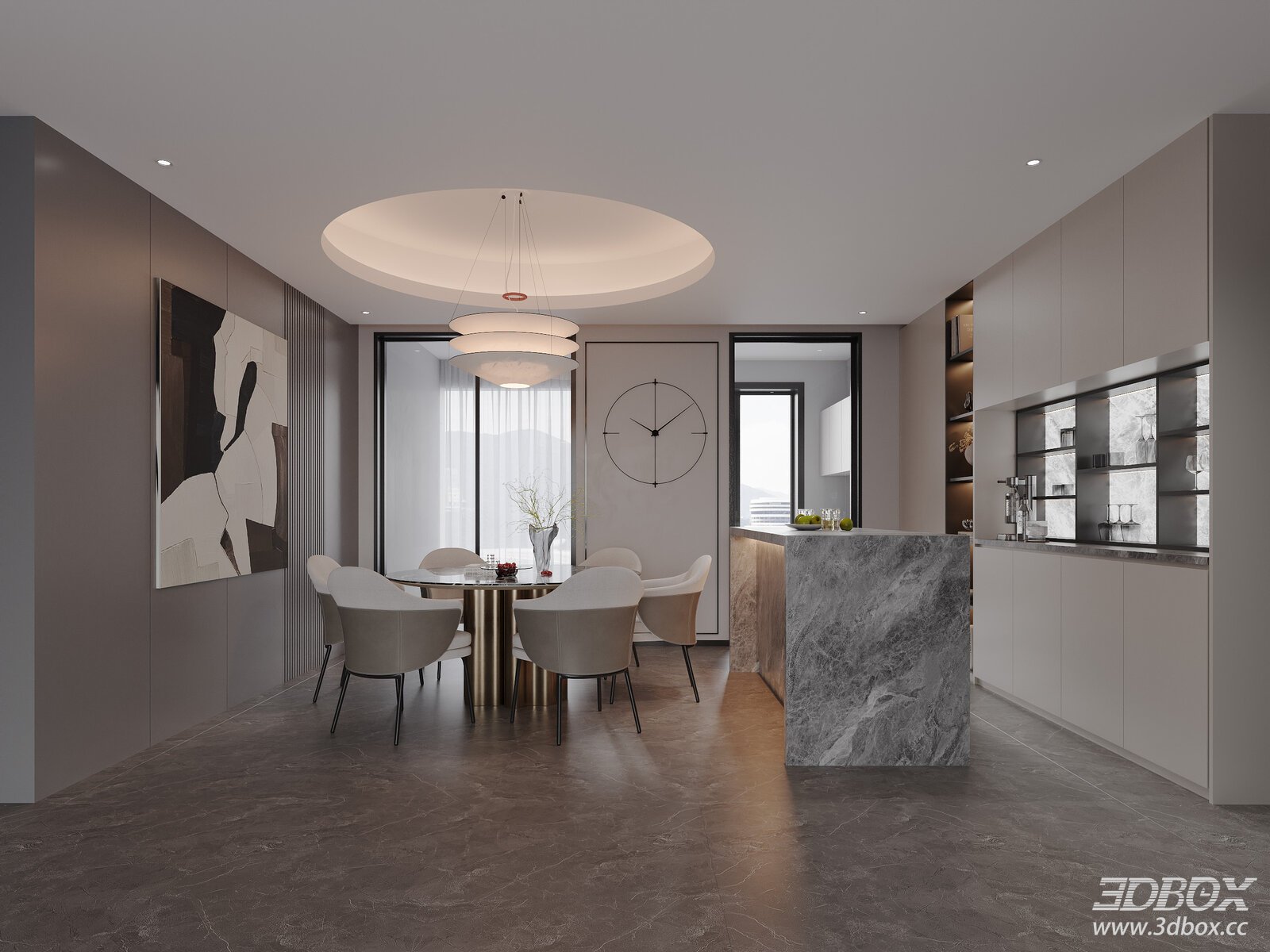 Modern Italian Light Luxury Dining Room Scene