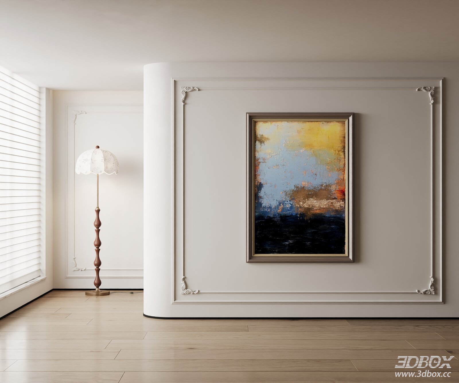 Modern Minimalist Carpet with Decorative Interior Scene