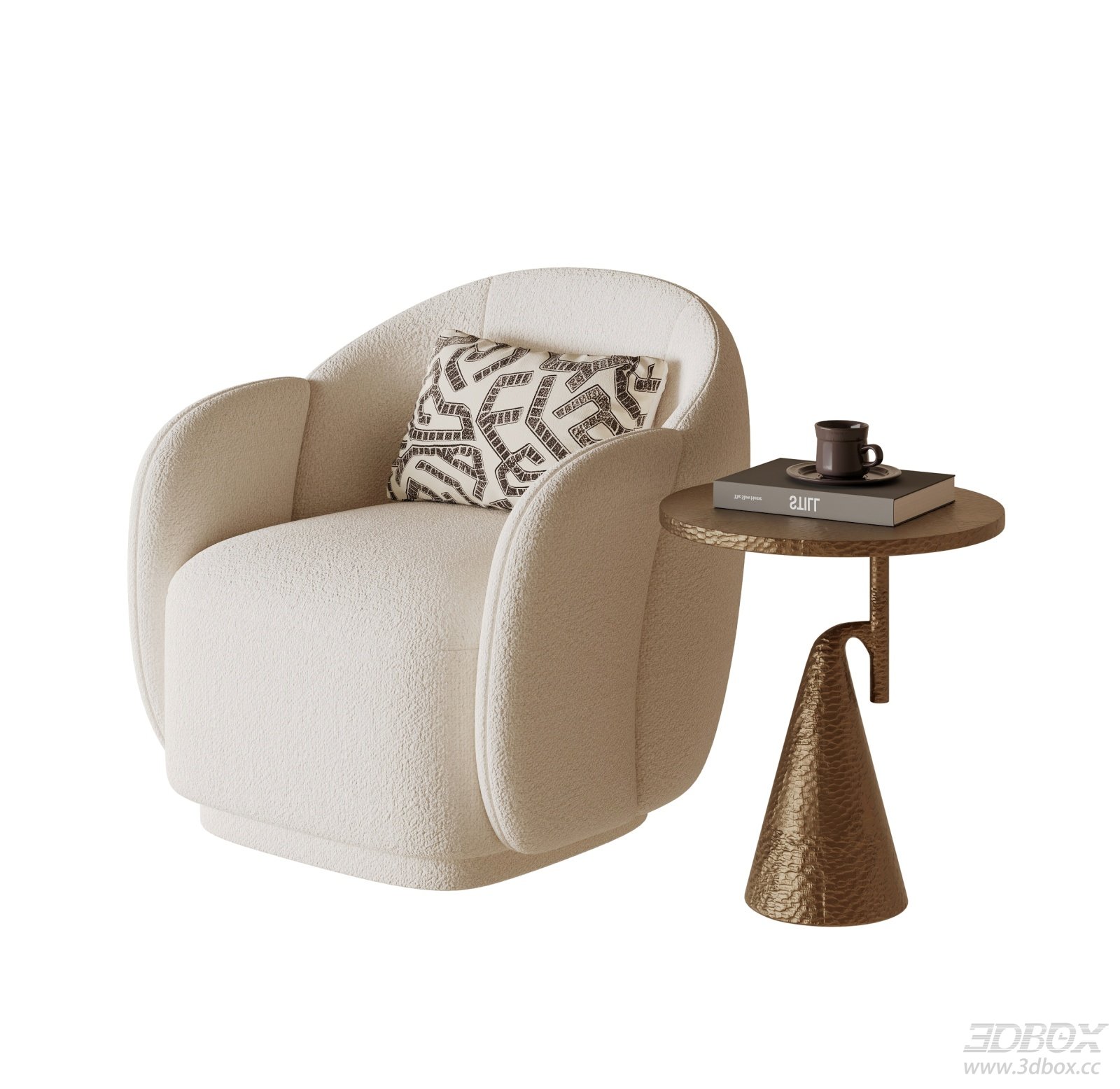 Modern Luxury Boucle Fabric Single Sofa Armchair Set