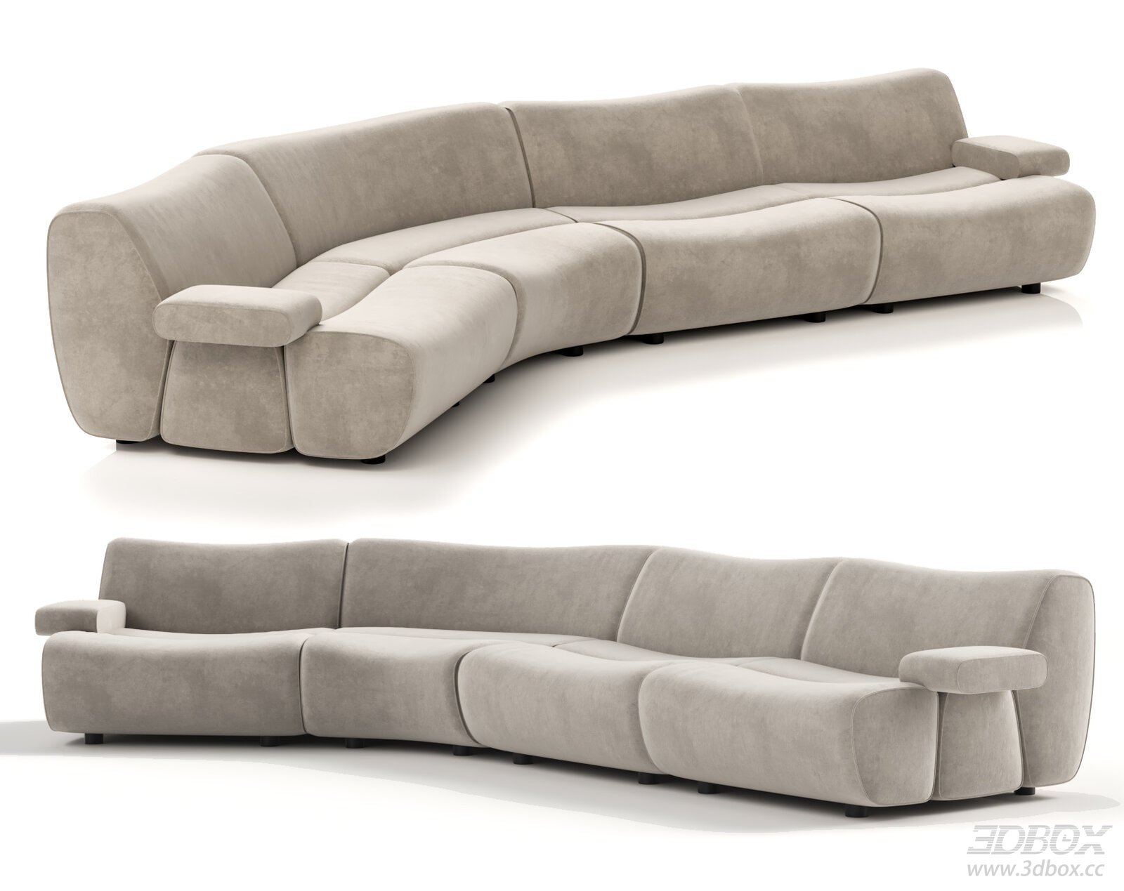 Modern Curved Modular Velvet Sofa Set