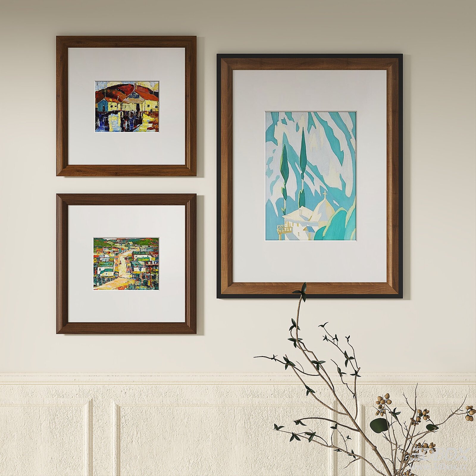 Vintage French Style Abstract Wooden Picture Frames Set
