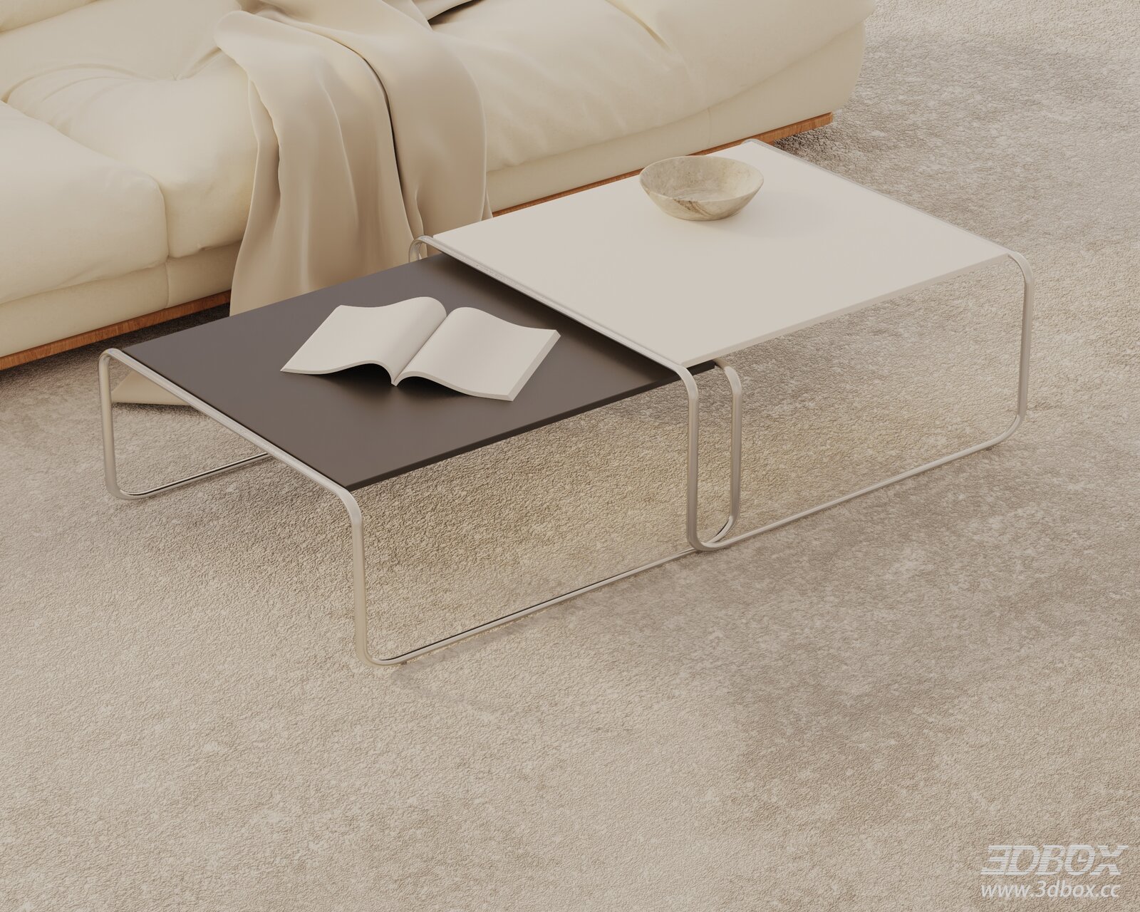 Modern Nested Metal Frame Coffee Table Set