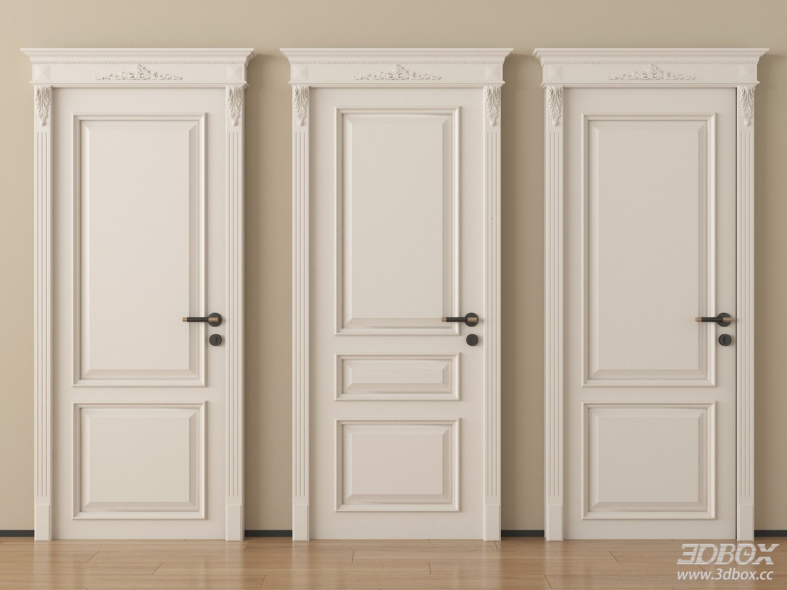 Neoclassical White Interior Door Set