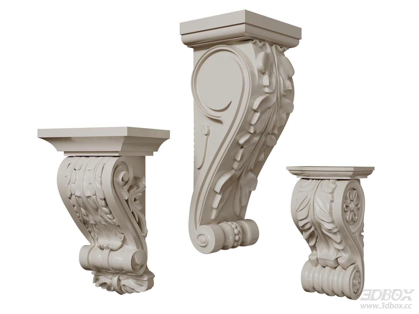 Classic French Carved Plaster Corbel Set