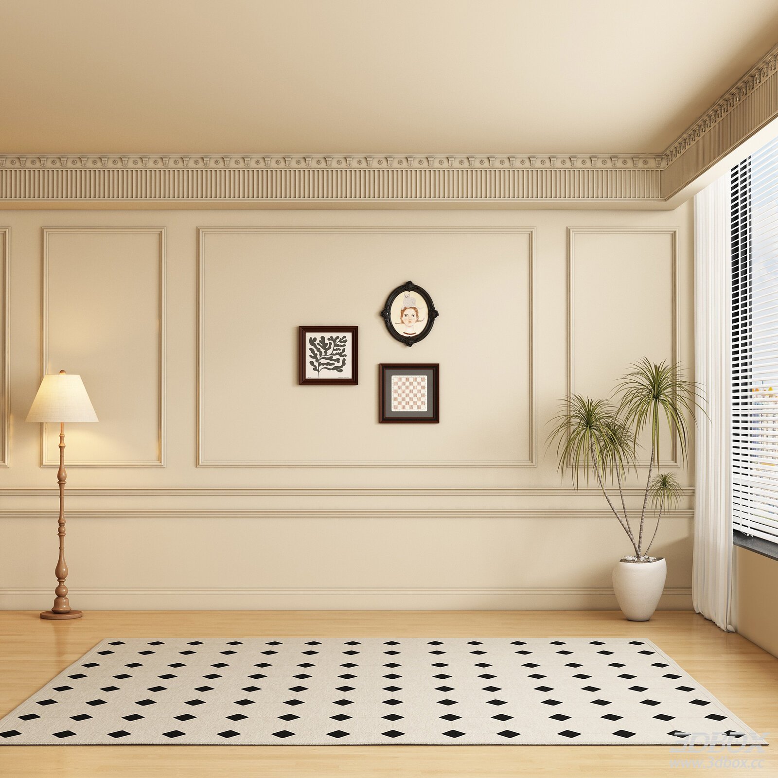 Mid-century classic decorative wall panel interior scene