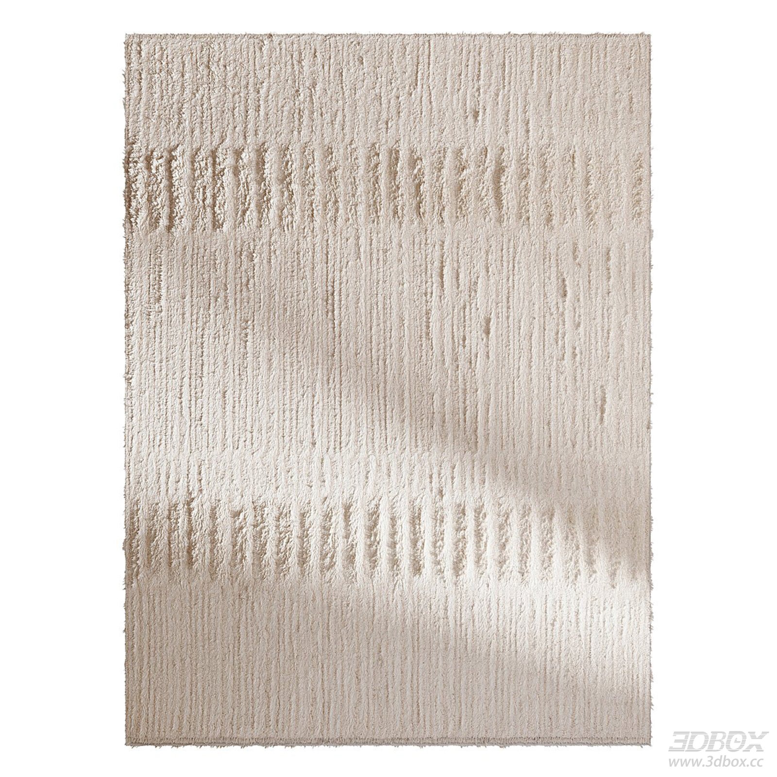Beige Textured Wool Shag Carpet Minimalist Floor Rug