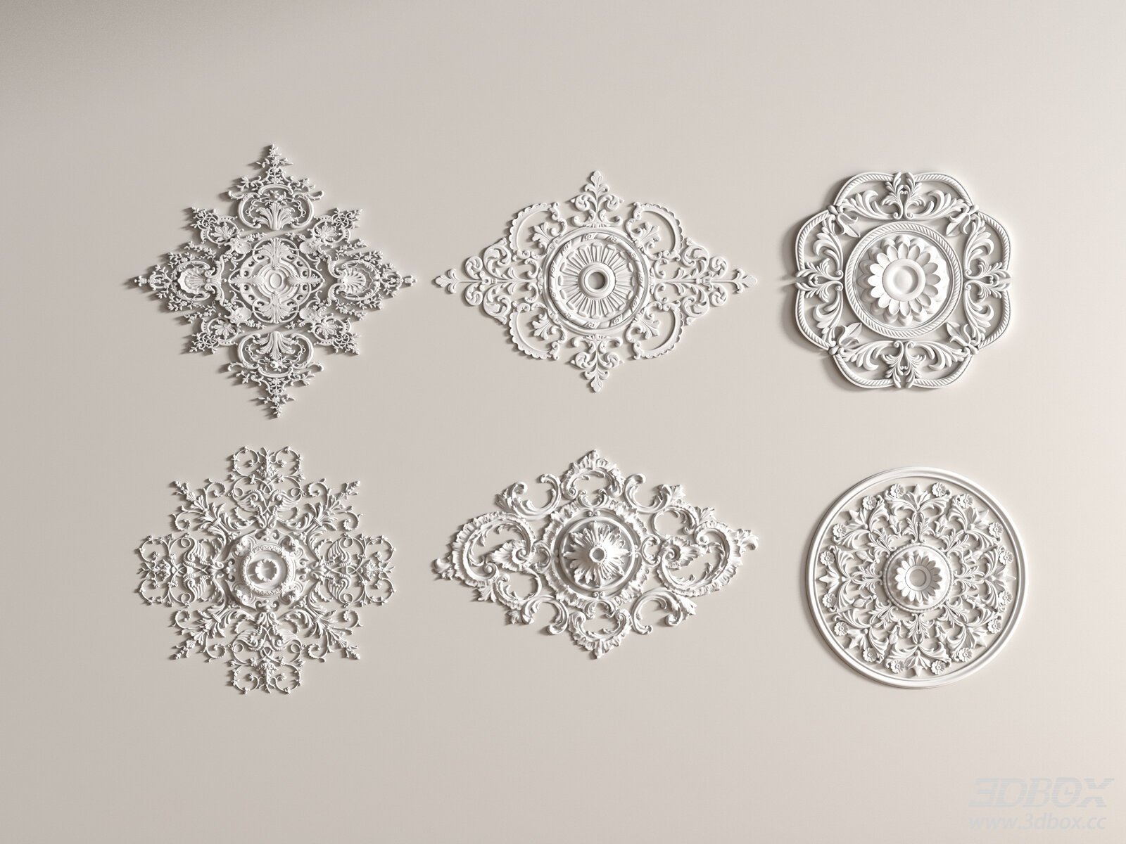 Classic European Decorative Gypsum Ceiling Rosette Set