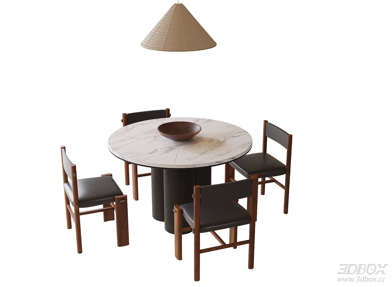 Modern Round Marble Dining Table and Chairs Set