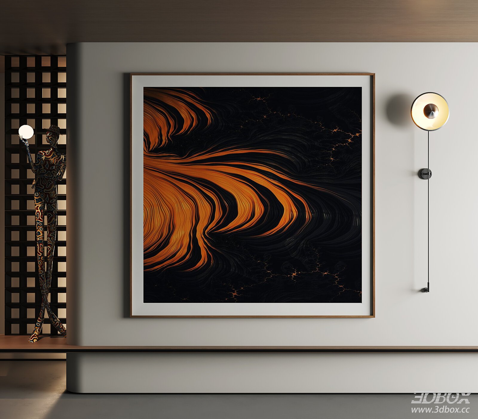 Abstract Orange Black Wall Art Frame