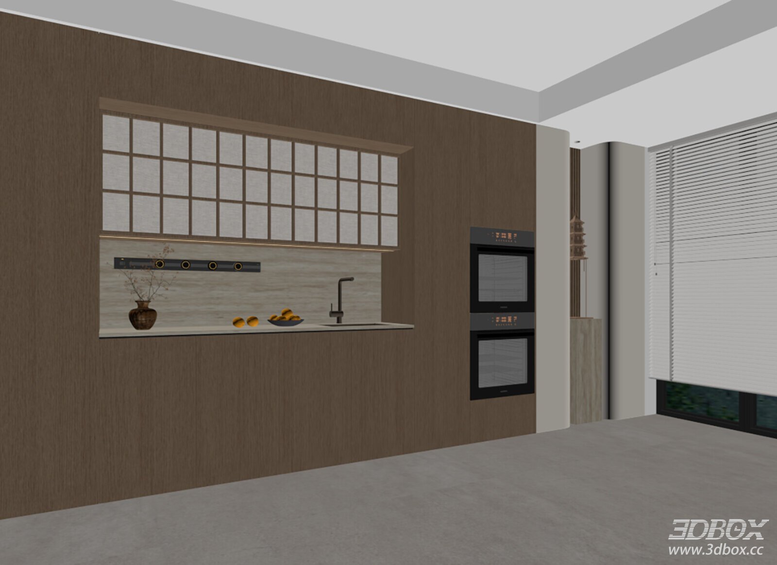 Zen New Chinese Sideboard Wine Cabinet with Built-in Oven