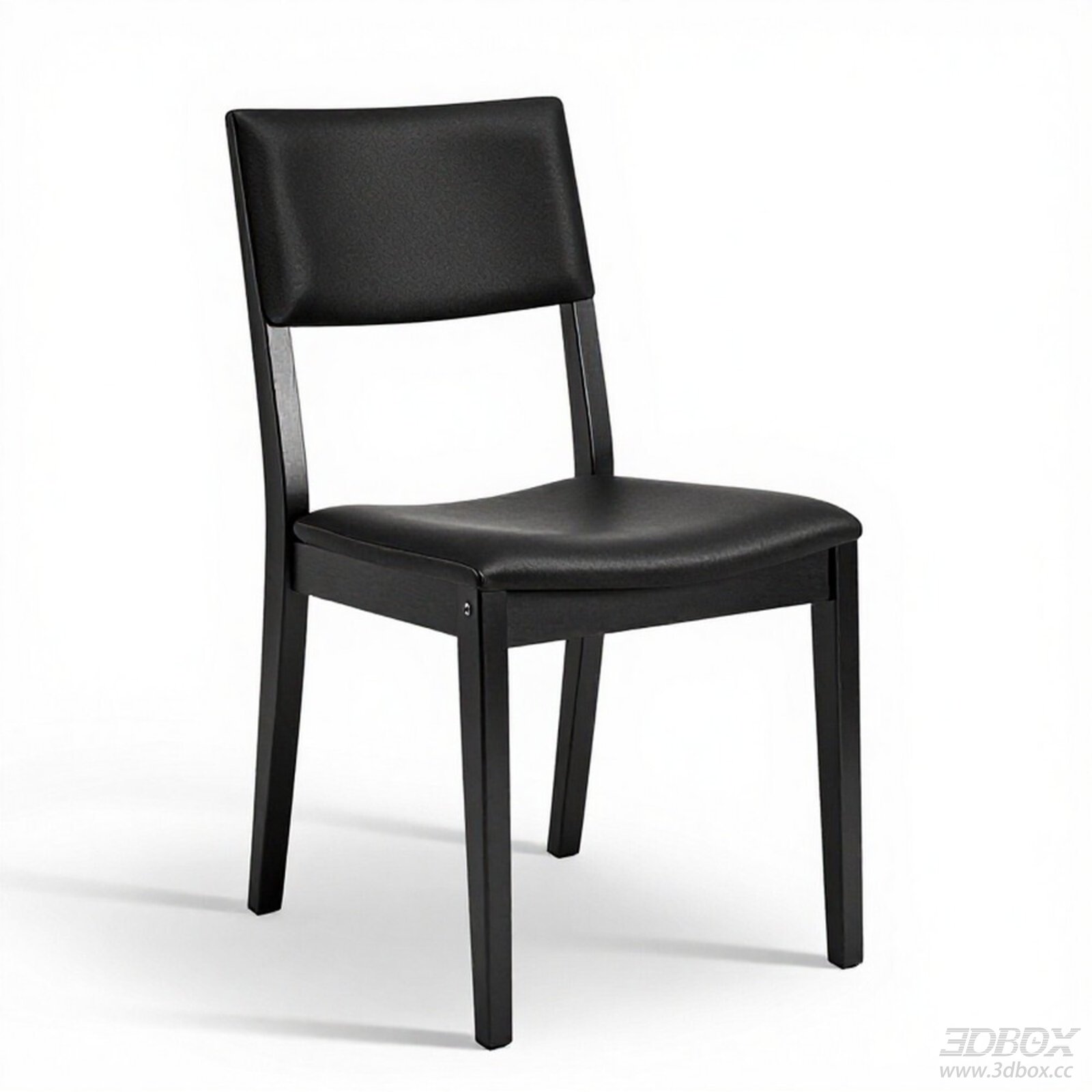 Modern Black Leather Upholstered Wooden Dining Chair