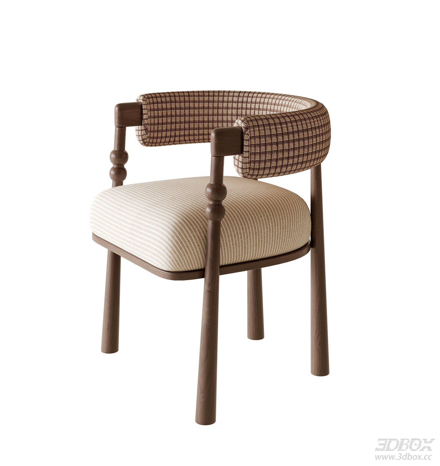 Mid-Century Modern Upholstered Dining Chair Wooden Frame