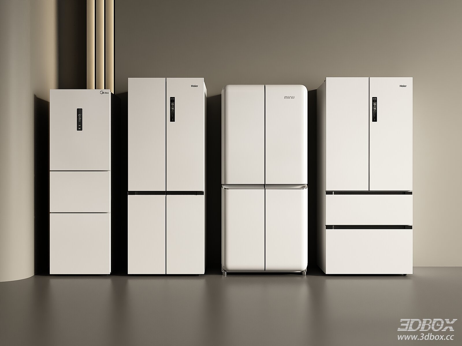 Modern White Refrigerator Set Kitchen Appliance