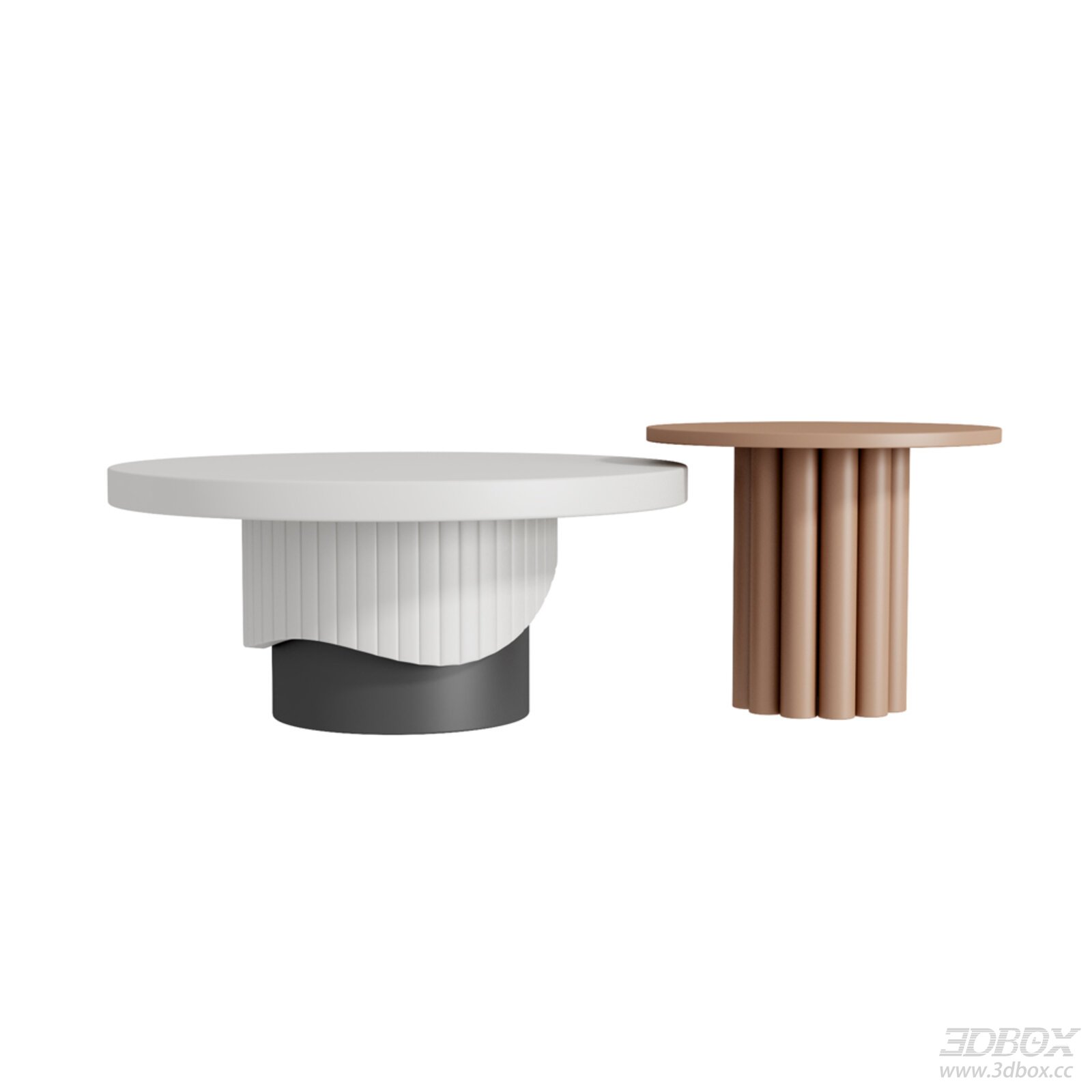 Modern Cream Style Round Coffee Table Set