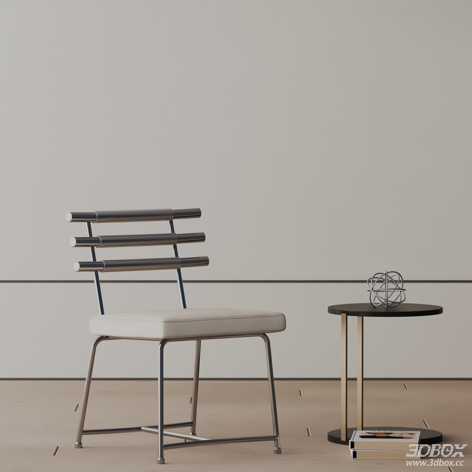 Modern Metal Frame Dining Chair with Leather Upholstery