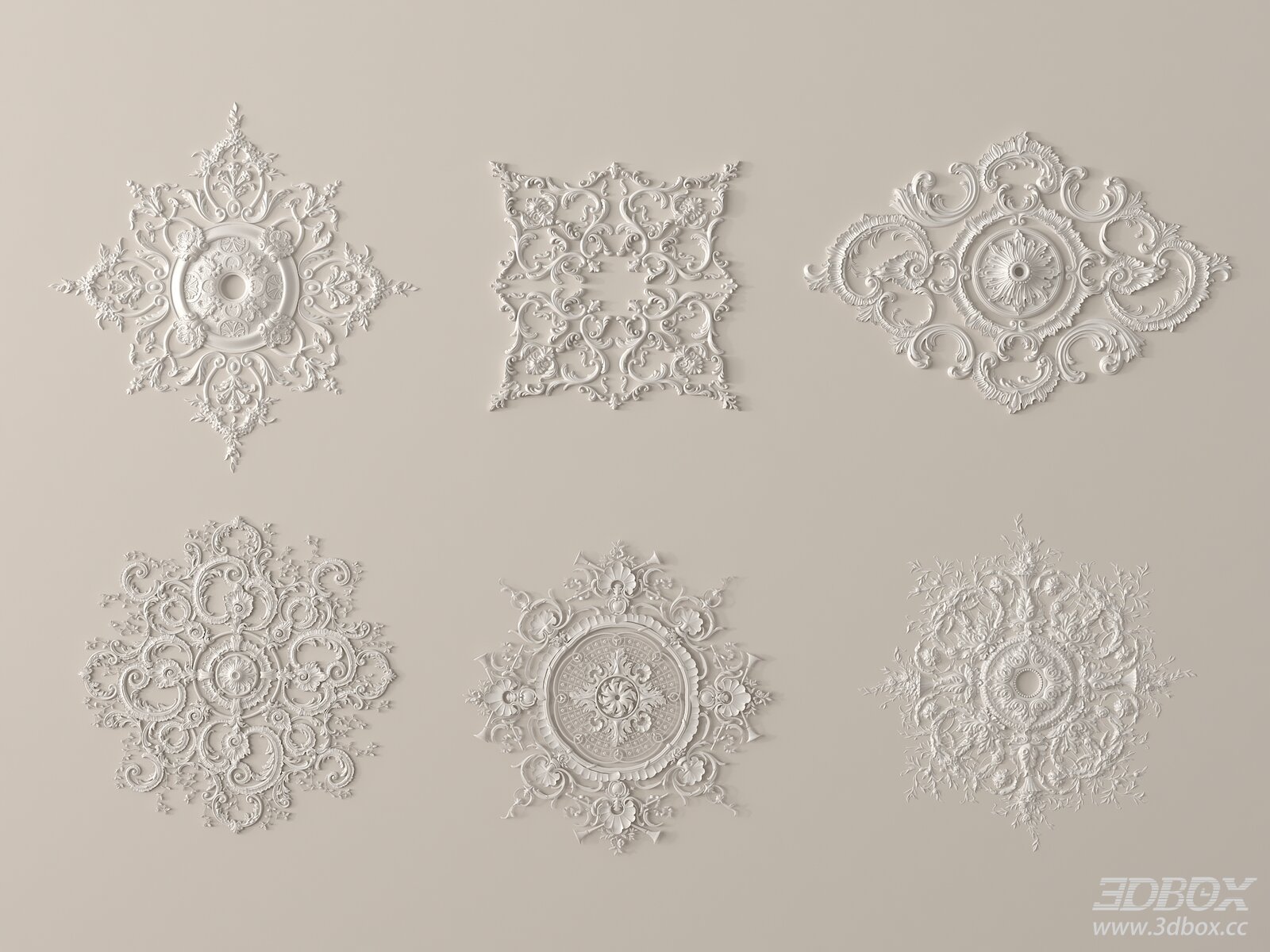 Classic Ornamental Plaster Ceiling Rosette Set