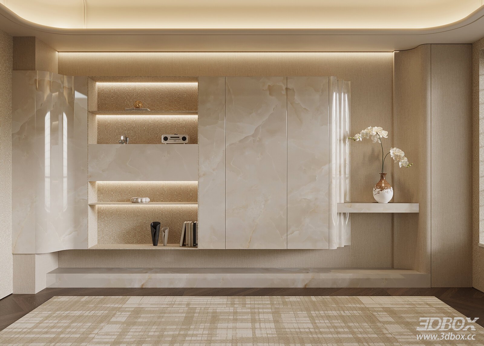 Modern Luxury Marble Display Bookshelf Wall Cabinet