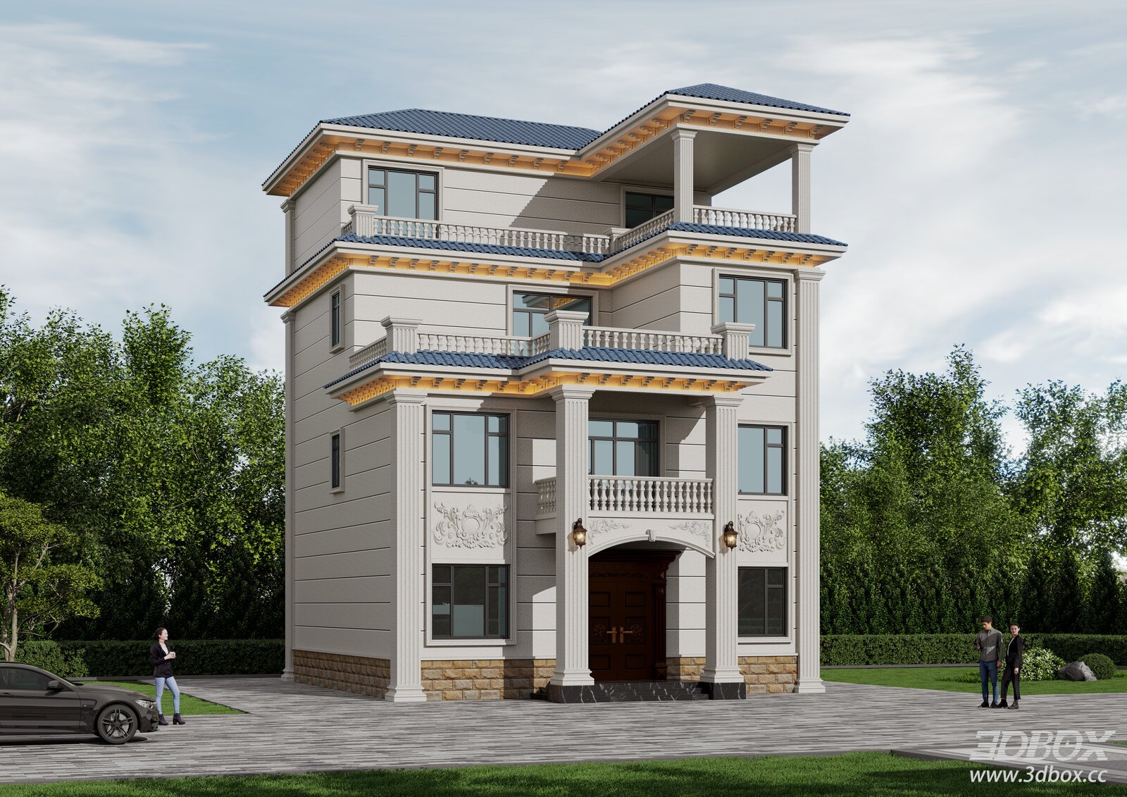 European Style Luxury Villa Exterior Building Facade