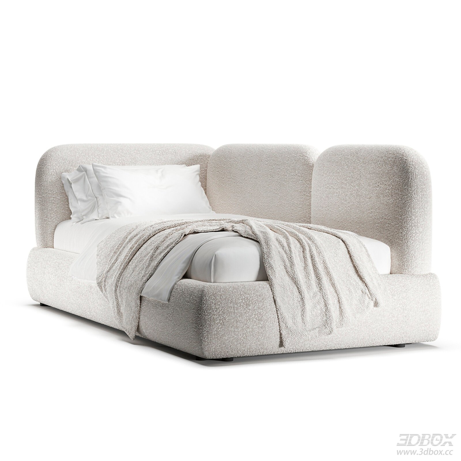 Modern Minimalist Boucle Upholstered Single Bed