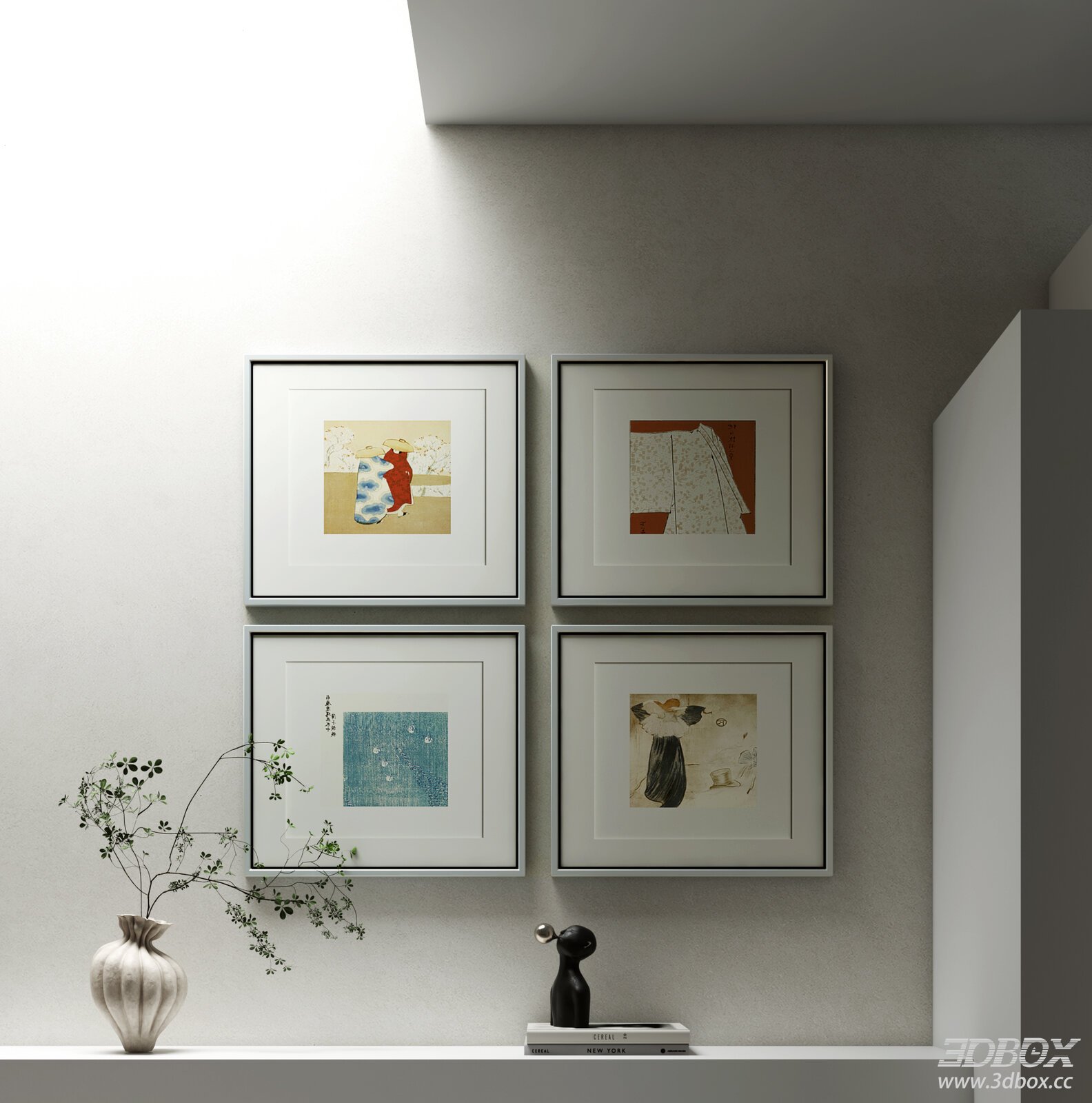 Minimalist Cream Style Abstract Decorative Frame Set