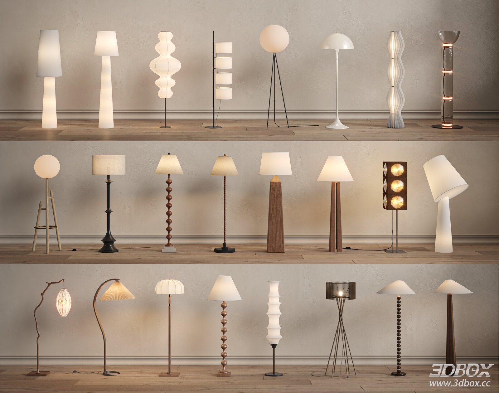 Wabi Sabi Vintage Floor Lamp Collection Set