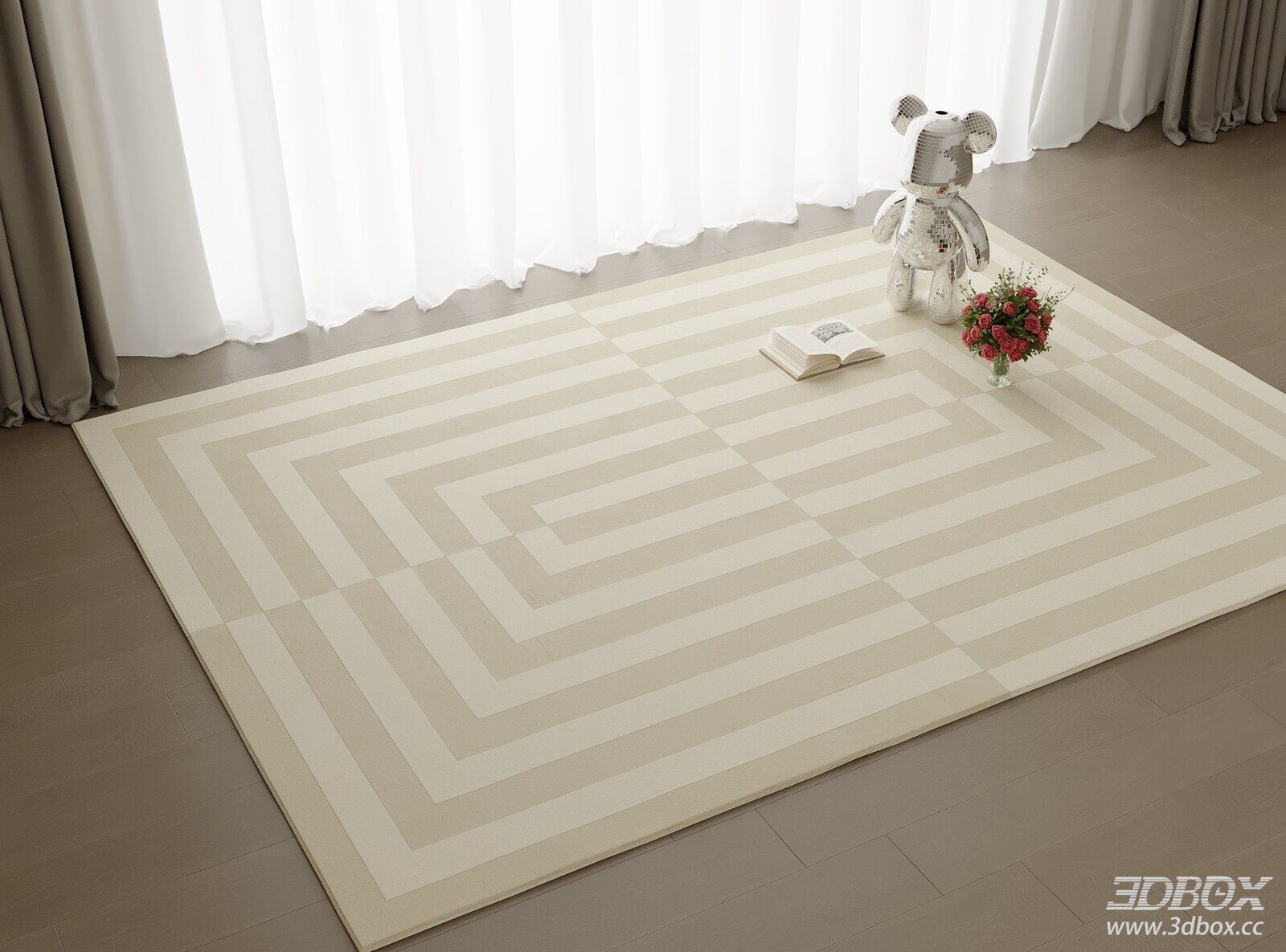 Modern Geometric Beige Minimalist Carpet