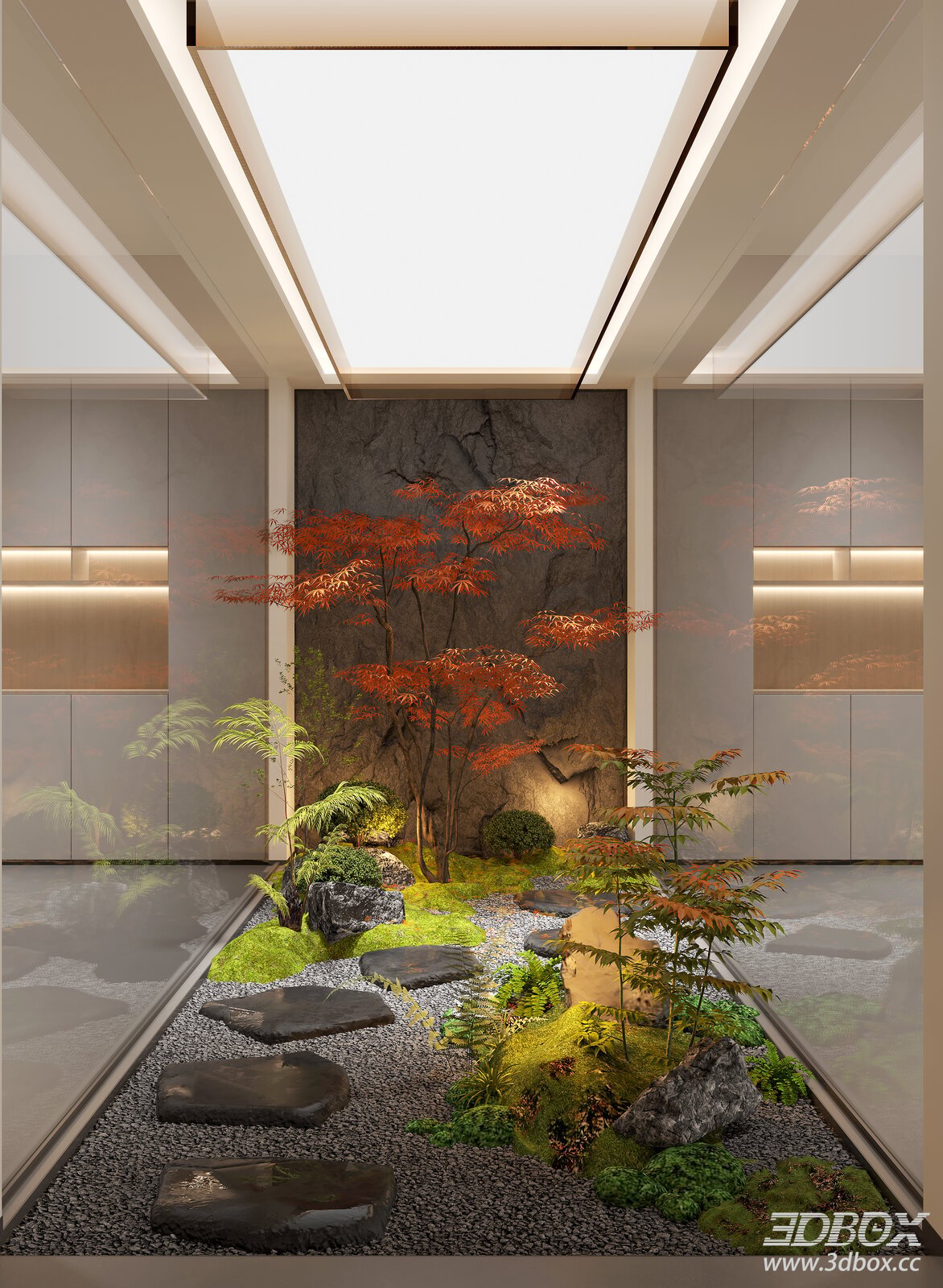 Indoor Japanese Style Atrium Landscape Garden