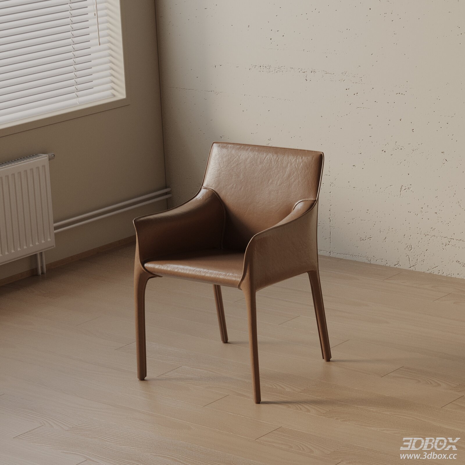 Modern Brown Leather Armchair Minimalist Dining Chair