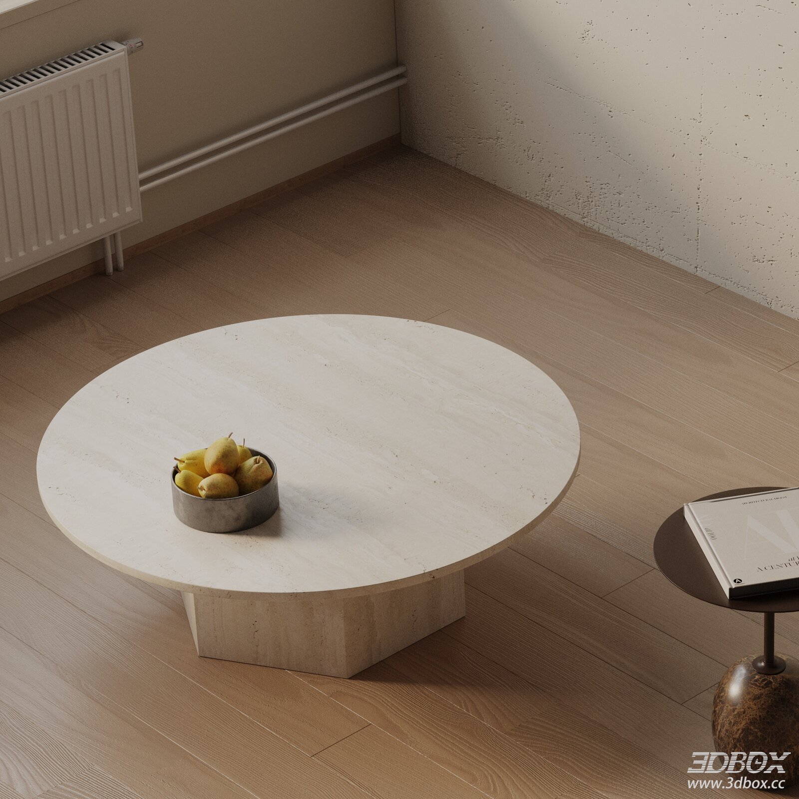 Modern Round Travertine Coffee Table