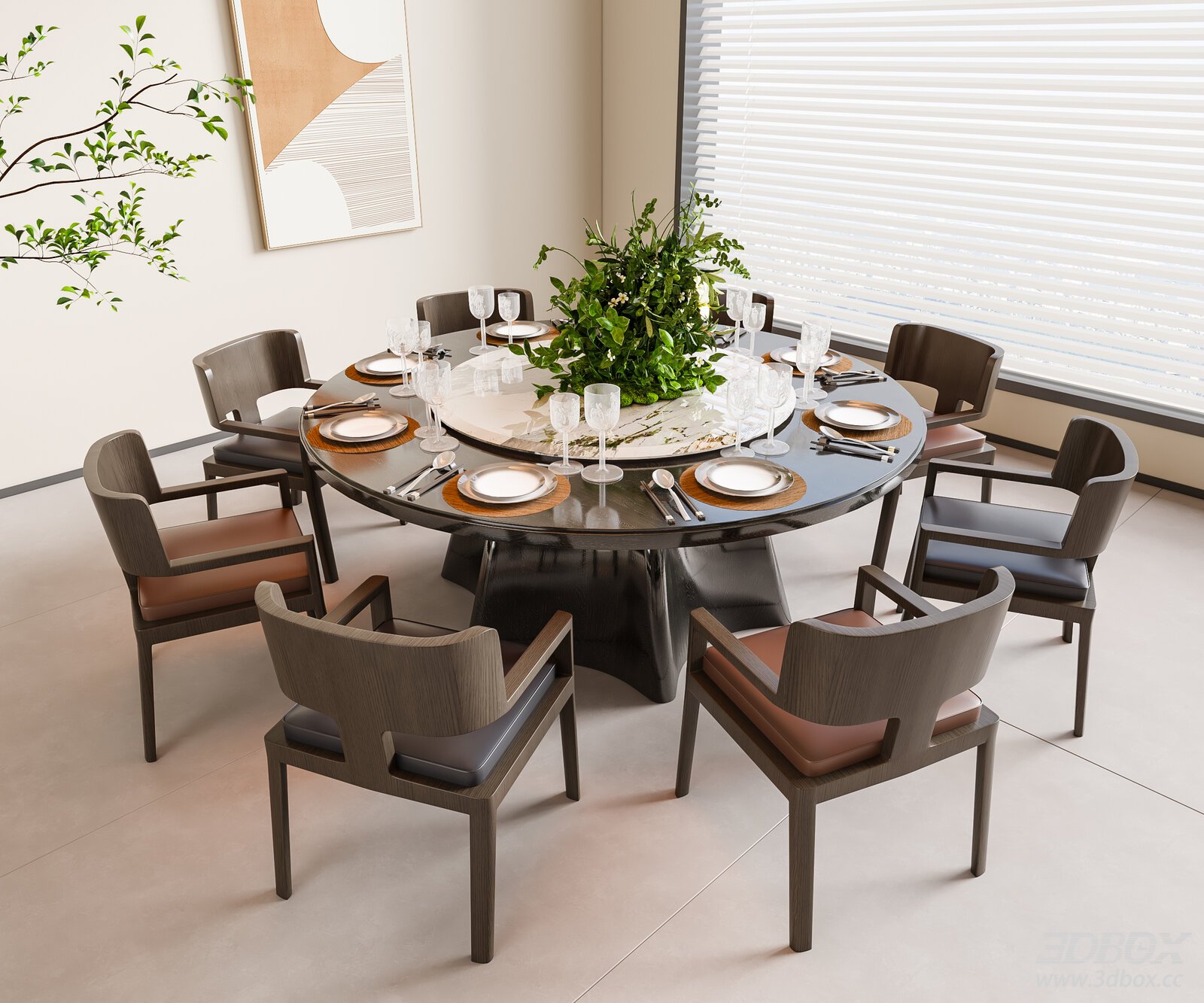 Modern Round Dining Table and Chairs Set