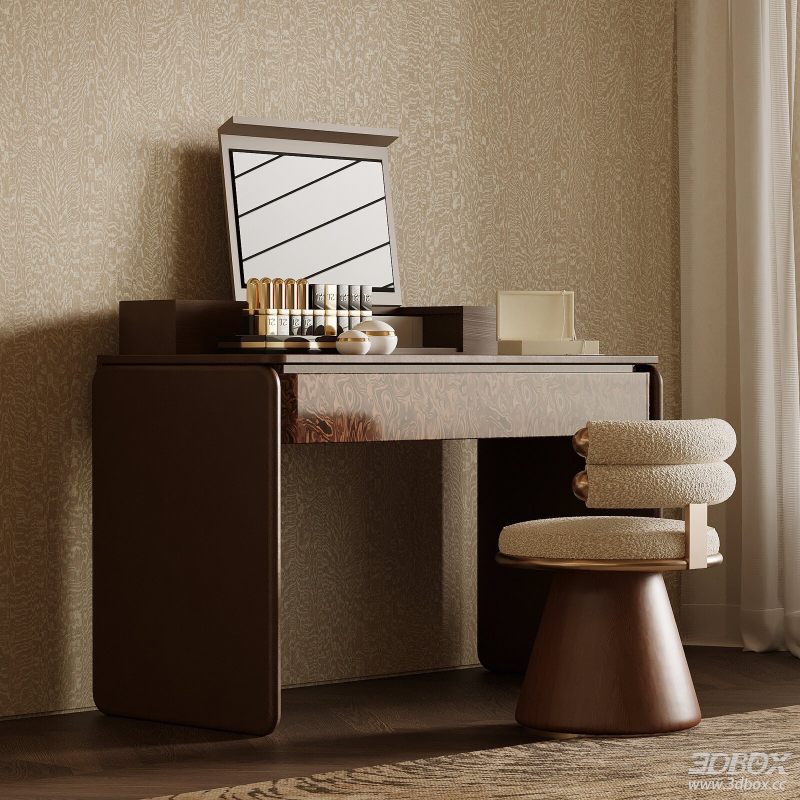 Modern Luxury Dressing Table with Vanity Chair