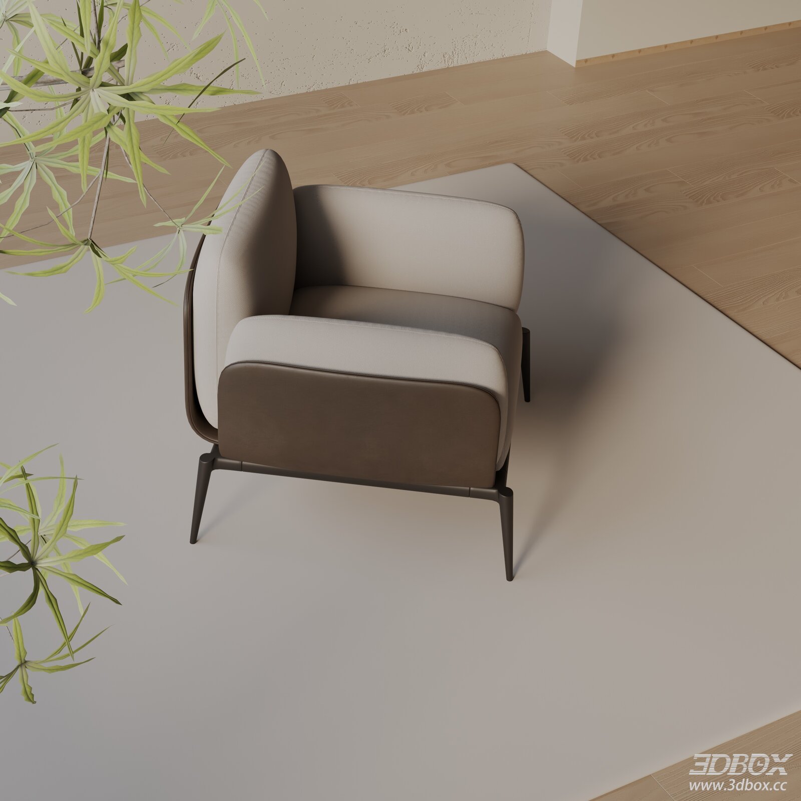 Modern Fabric Leather Upholstered Armchair with Metal Legs