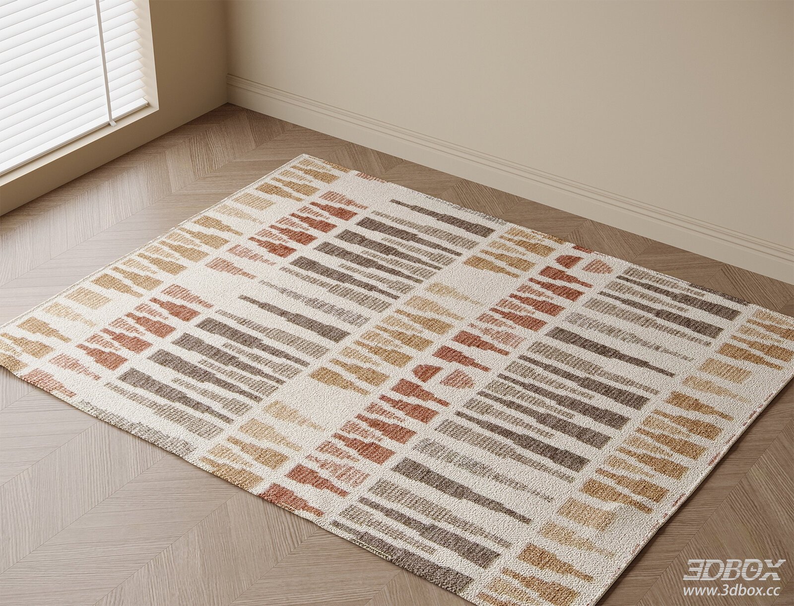 Modern Geometric Pattern Beige Brown Carpet