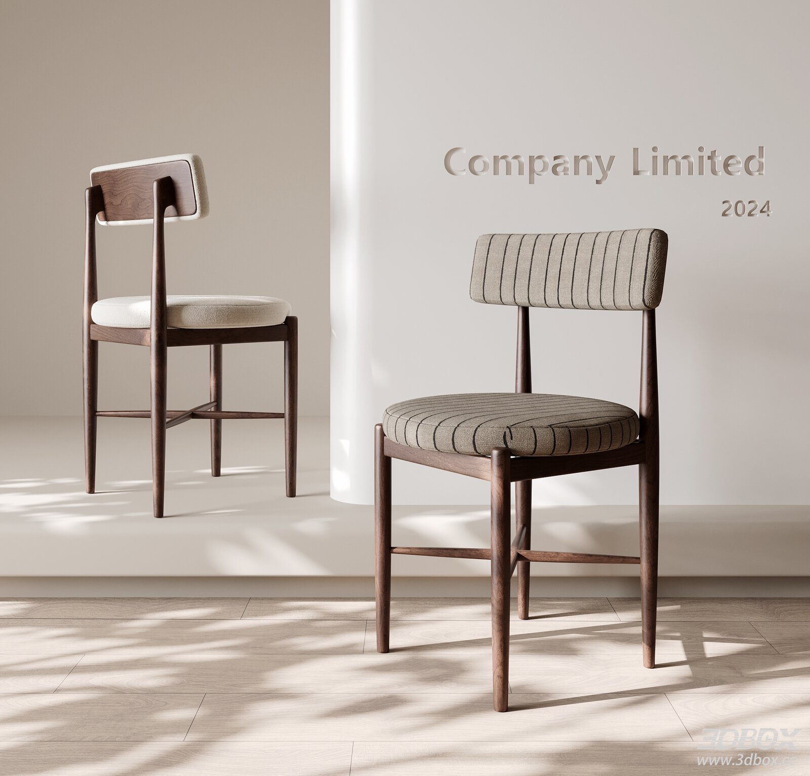 Mid Century Modern Wooden Fabric Dining Chair