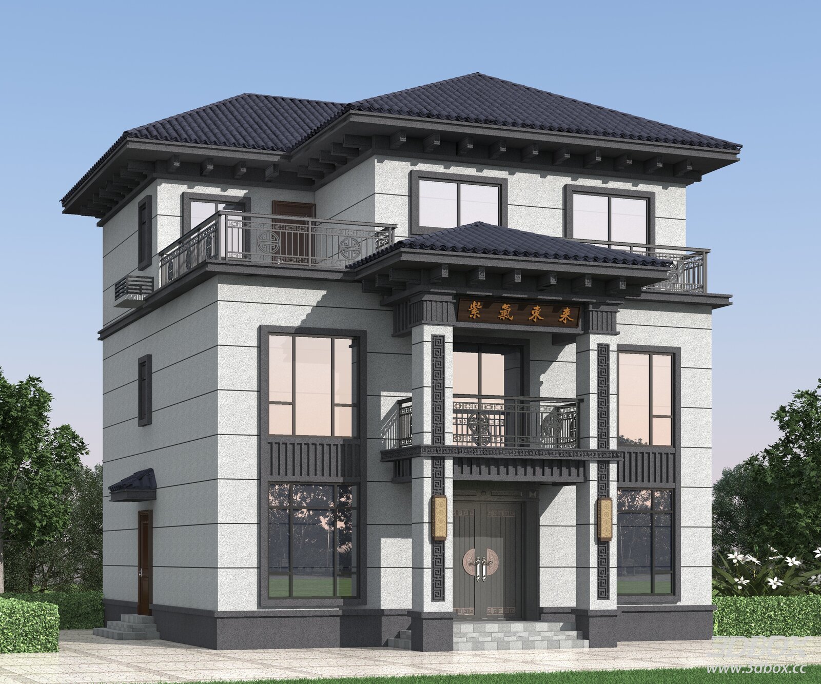 New Chinese Style Detached Villa Exterior Building