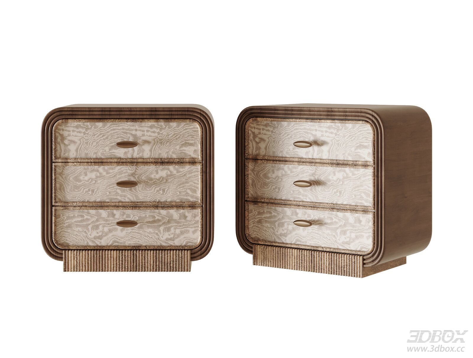 Mid Century Modern Wooden Nightstand with Drawers