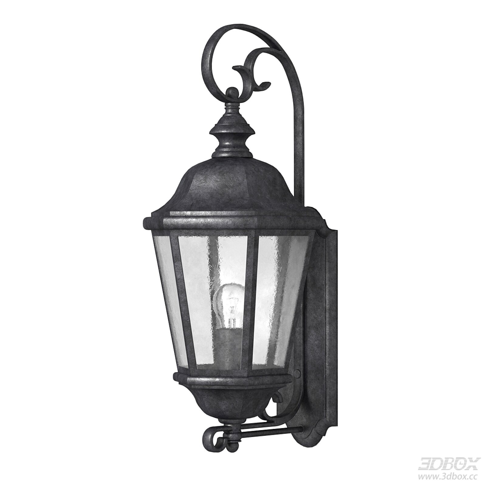 Vintage Outdoor Wrought Iron Glass Wall Lantern