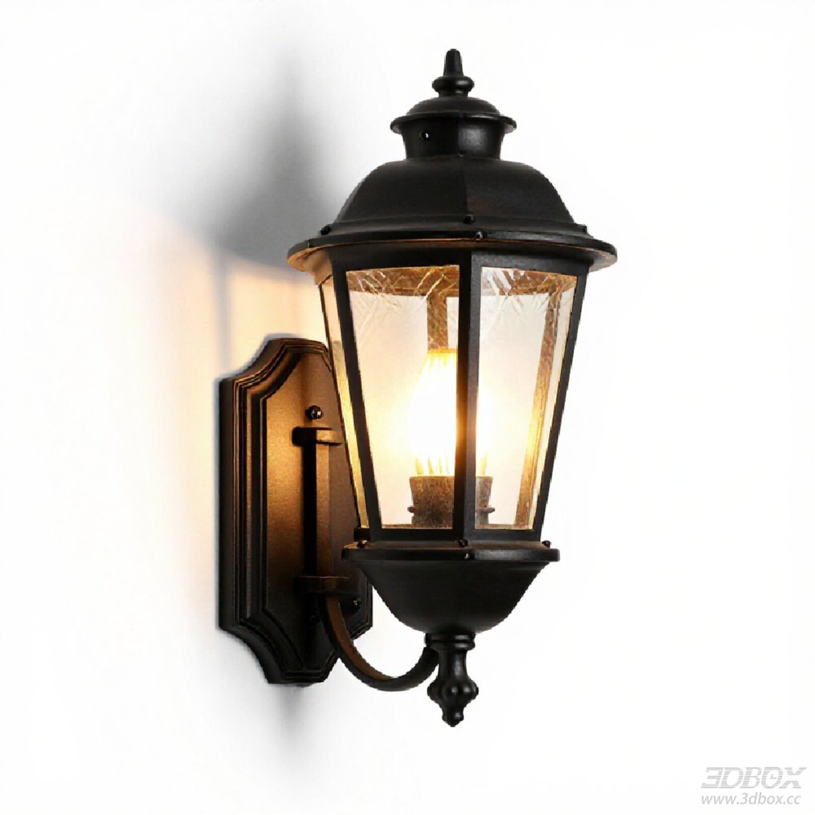 Vintage Black Metal Glass Outdoor Wall Lantern