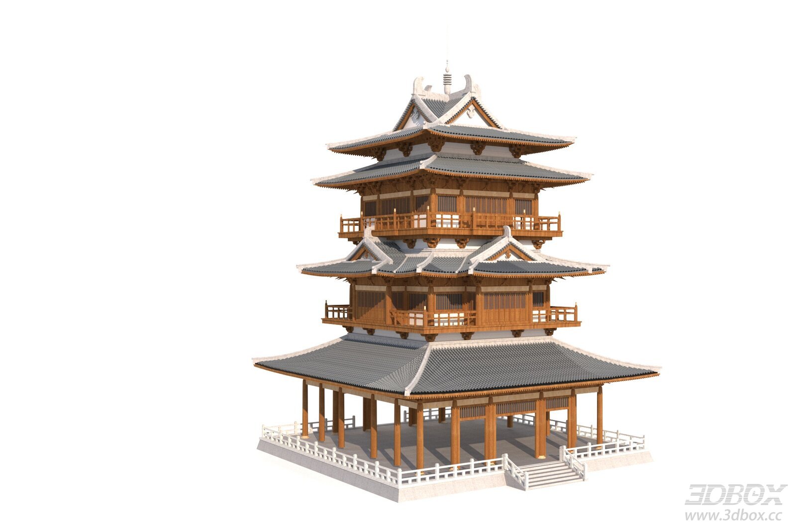 Traditional Chinese Ancient Wooden Pagoda Tower Building