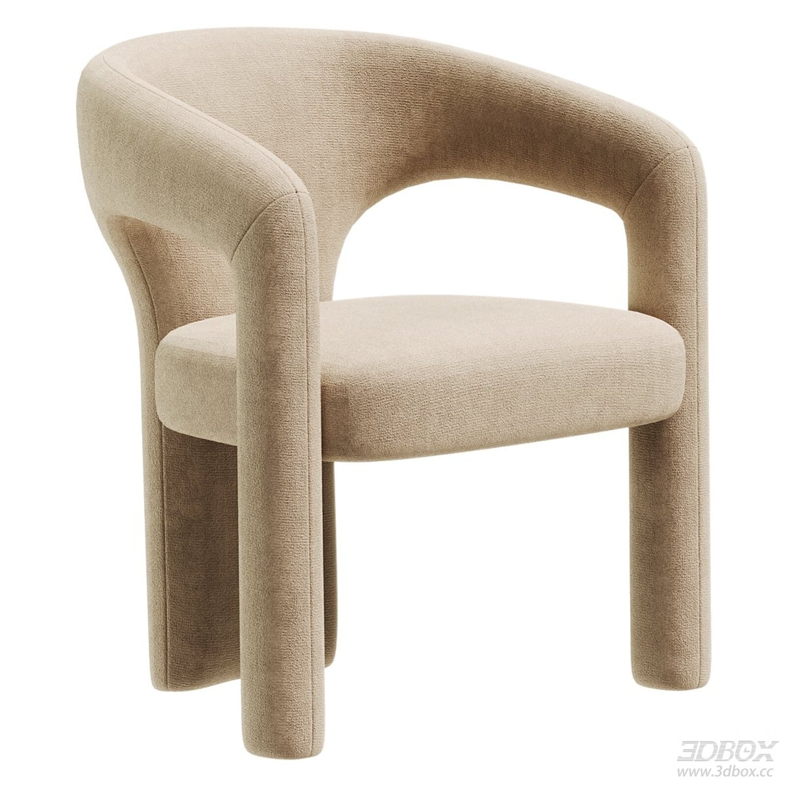 Modern Beige Fabric Upholstered Armchair