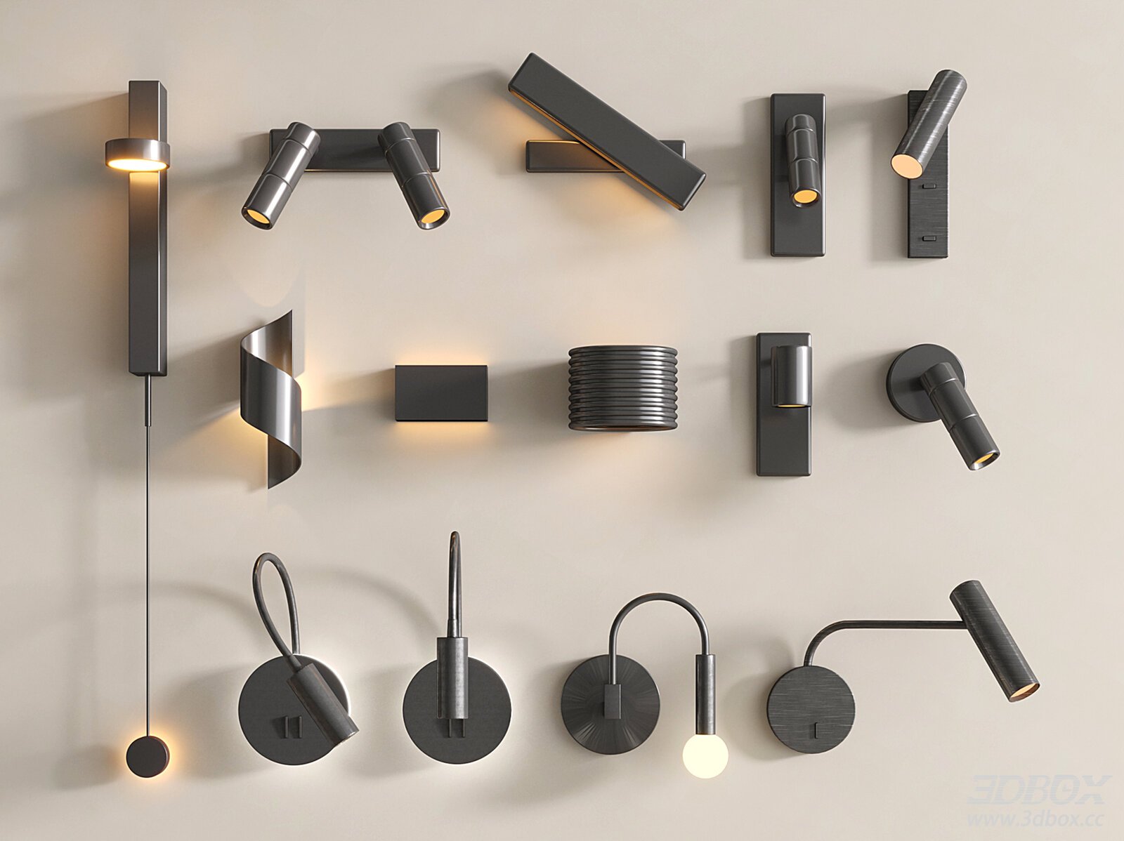 Modern Rotatable Metal Wall Lamp Reading Light Set