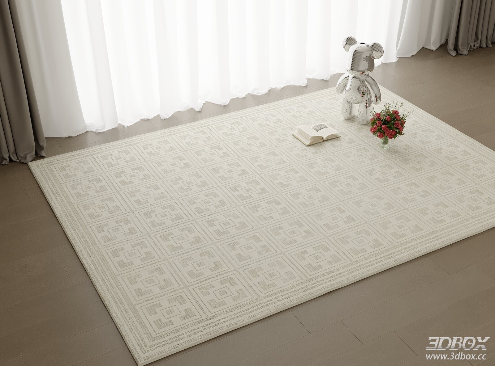 Modern Geometric Pattern Light Beige Carpet