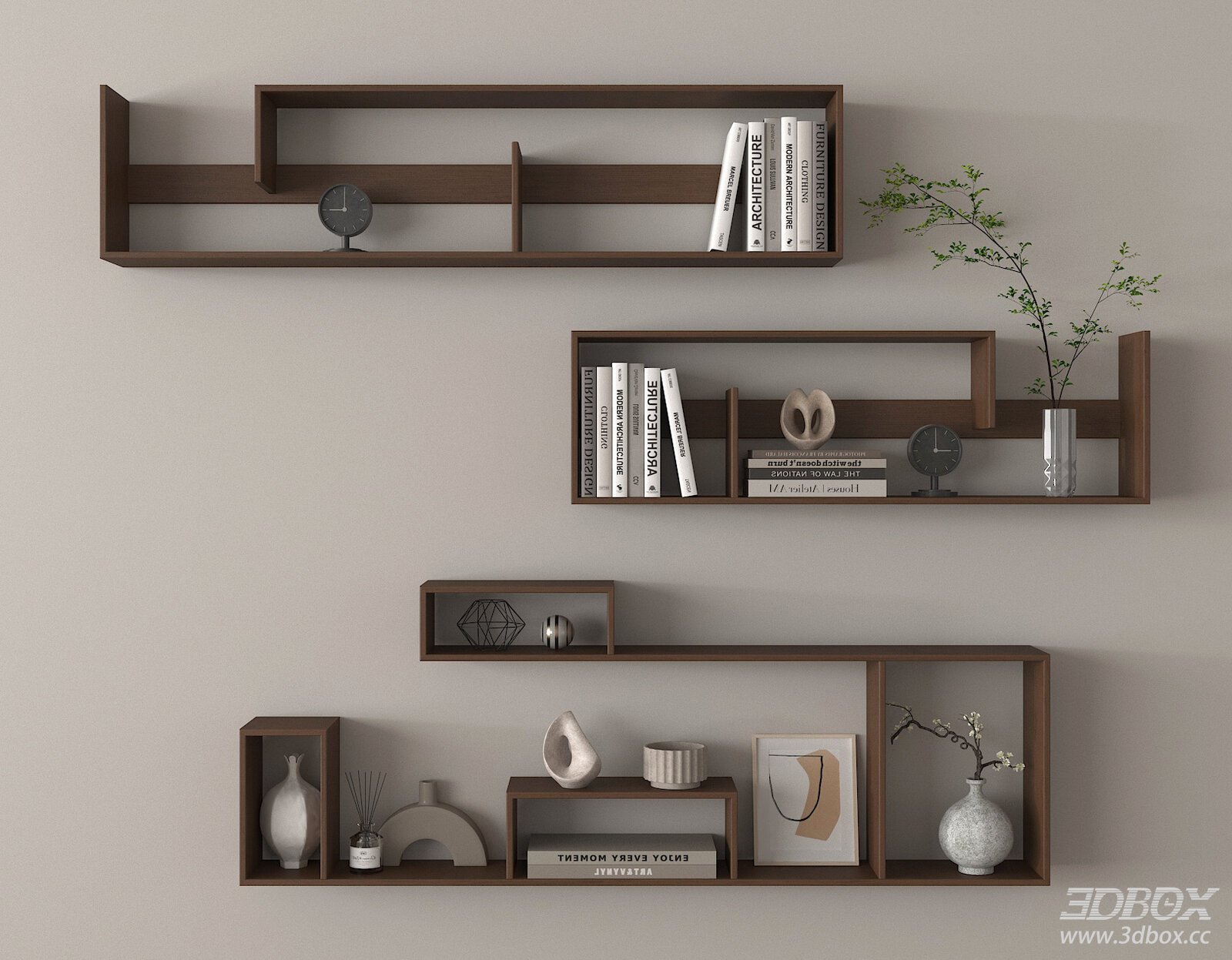 Modern Wall Mounted Wooden Bookshelf Display Rack