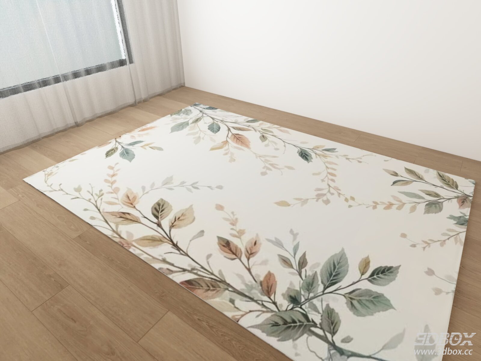 Watercolor Leaf Pattern Soft Fabric Carpet