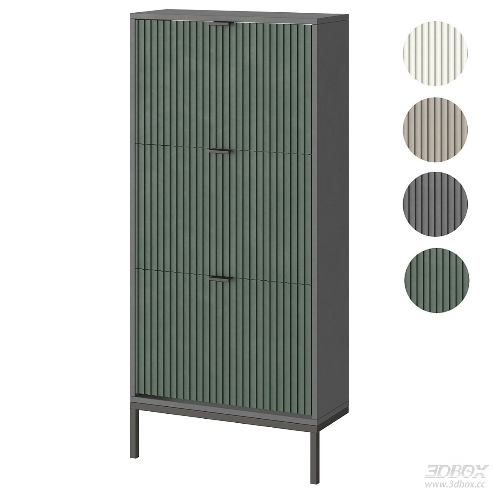 Modern Fluted Panel Shoe Storage Cabinet