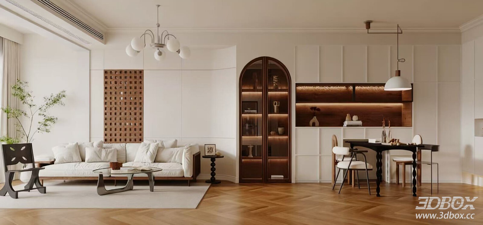Vintage Mid Century Living and Dining Room Interior
