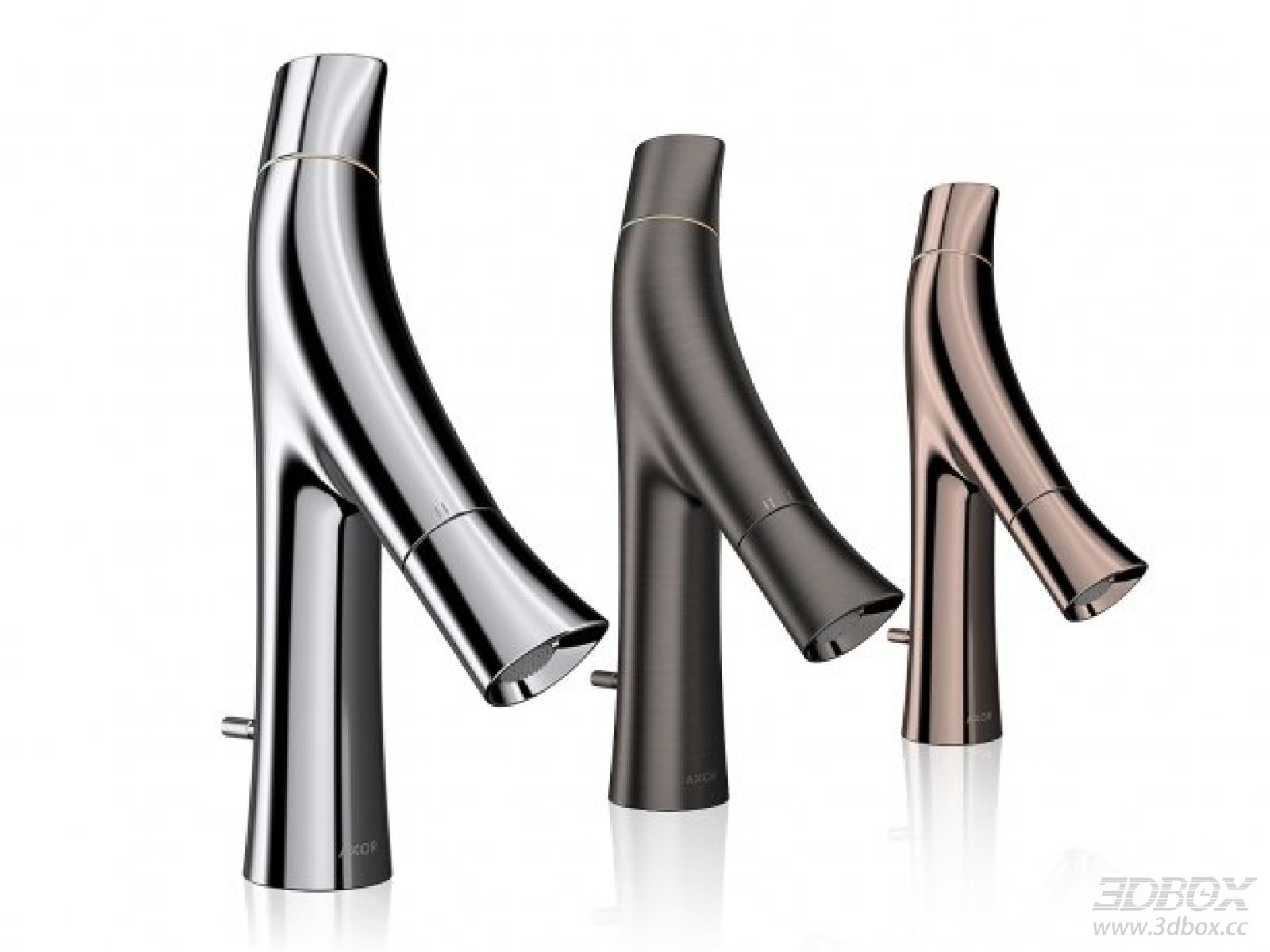 Modern Curved Bathroom Faucet Set 3 Finishes
