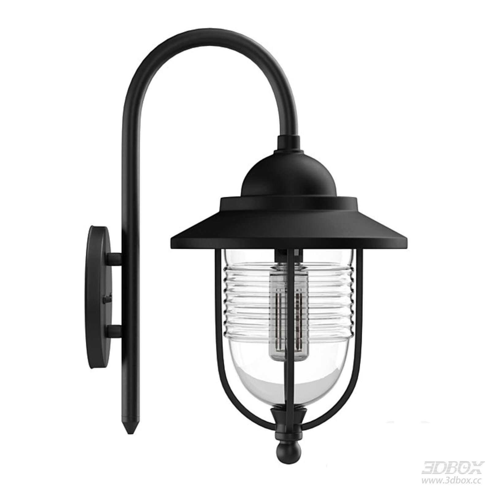 Vintage Black Metal Glass Wall Mounted Outdoor Lamp