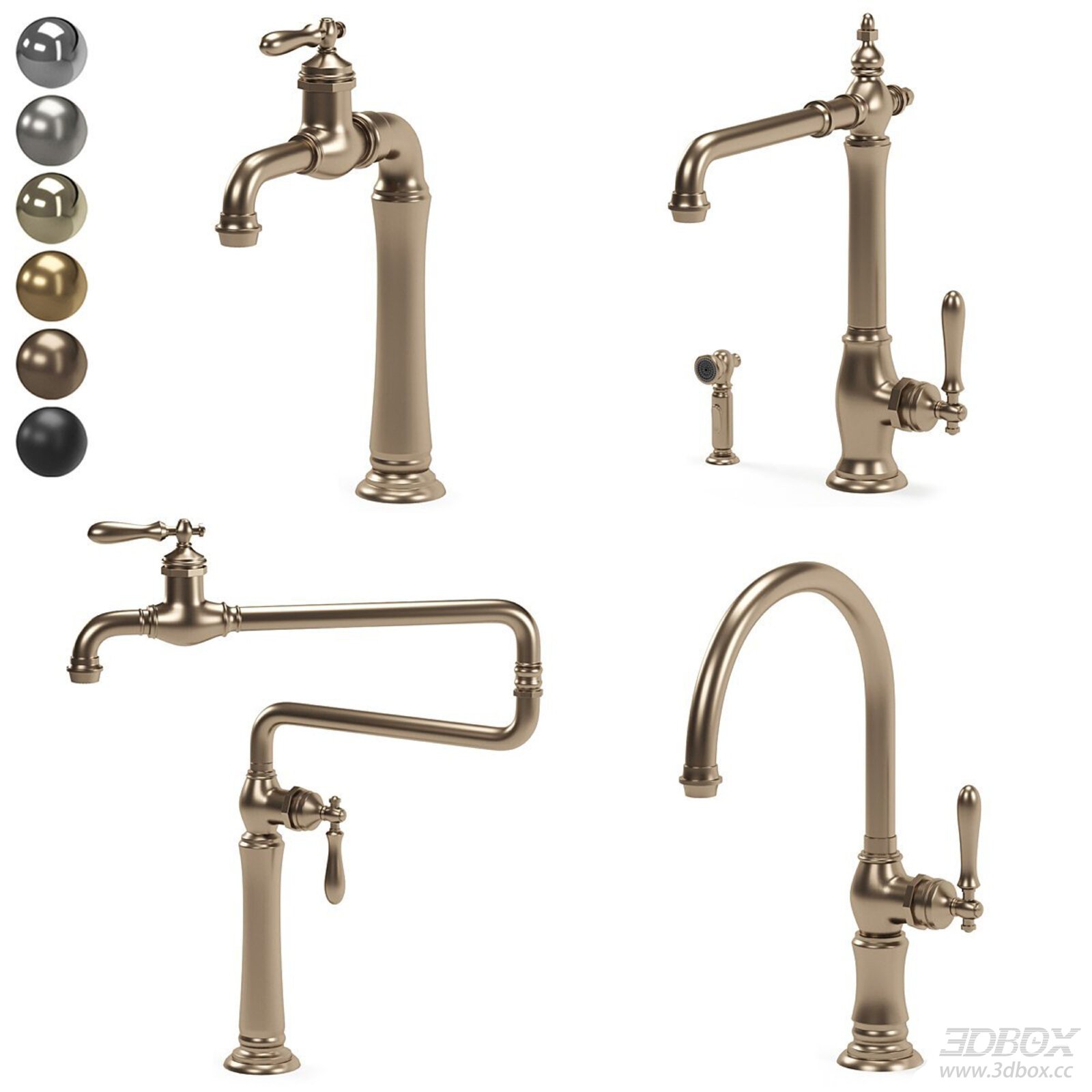 Vintage Brass Kitchen Faucet Set with Multiple Finishes