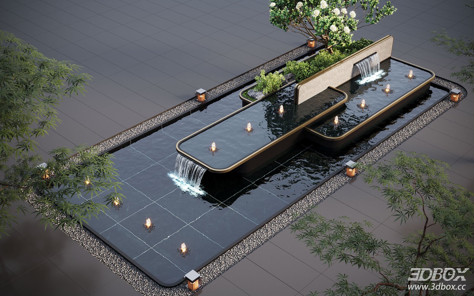 Modern Courtyard Cascading Water Feature Landscape Fountain